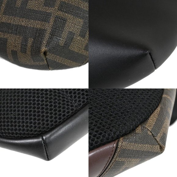 Auth FENDI Logo Zucca Diagonal Belt Shoulder Bag PVC Leather Brown - Picture 11 of 16